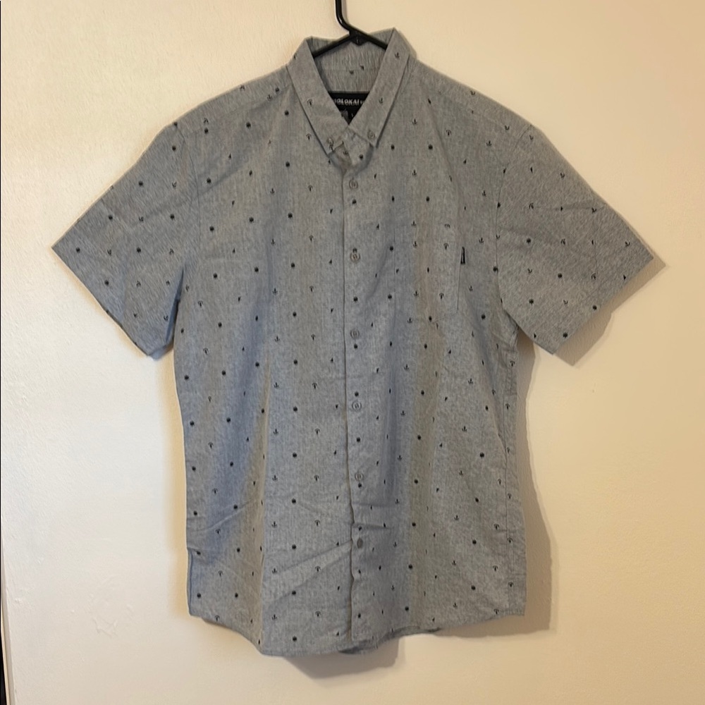 Molokai Surf Co. Gray Casual Button Down Shirt large NWOT